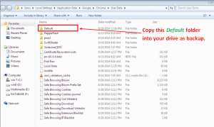Chrome backup file location