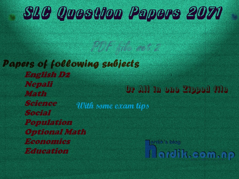 SLC 2071 Question papers