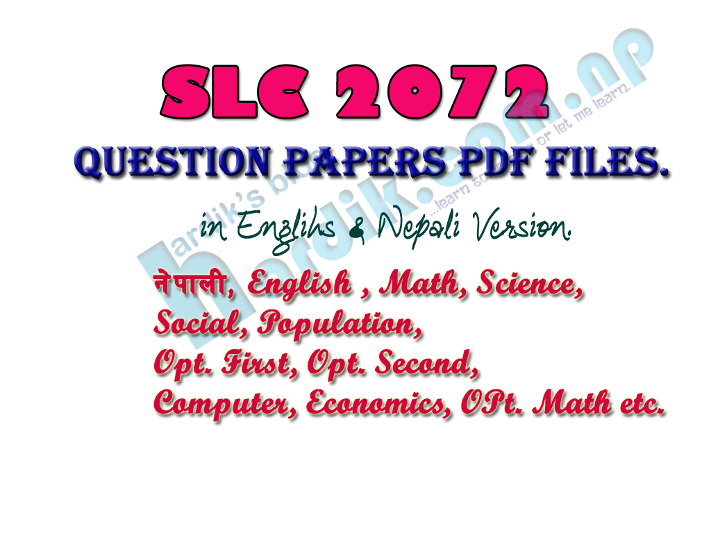 SLC 2072 Question Papers in PDF